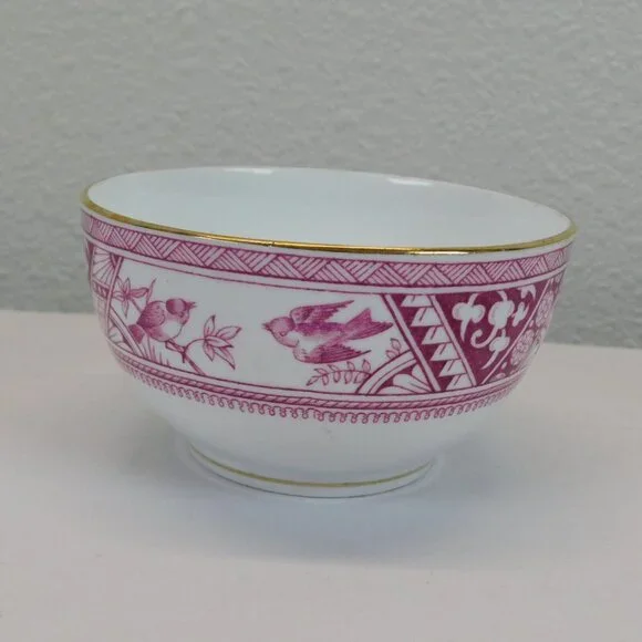 Meigh Forester Congo Fine China White Pink Gold Trim Round Bowl 4 1/8" Antique - Picture 4 of 9